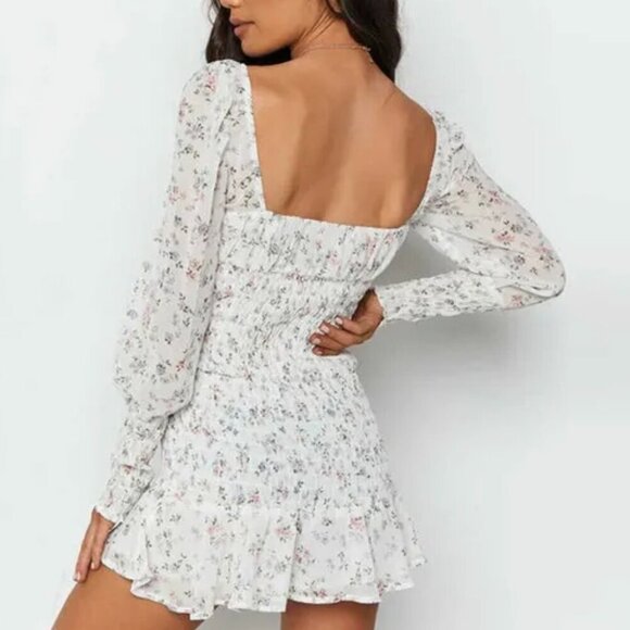 MISSGUIDED Red & White Long Sleeve Ruffled Mini Dress  US 4 - Picture 5 of 7